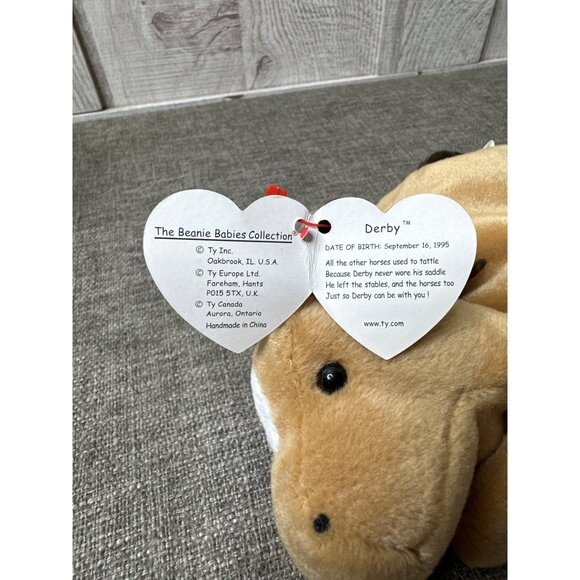 Vintage Ty Beanie Babies Derby The Horse w/ Star Plush Toy Collectible - Picture 8 of 8